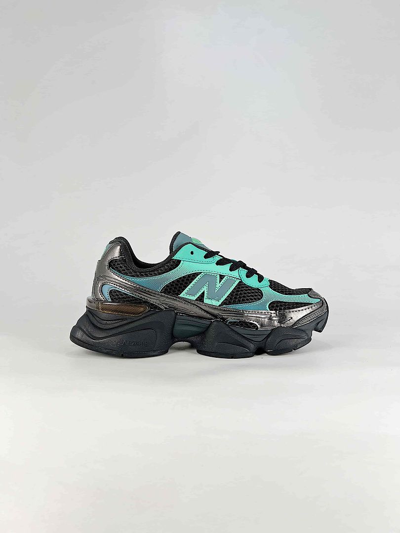 New Balance 9060 U9060873 Black Mint Green Metallic Silver Chunky Retro Sneakers for Women and Men