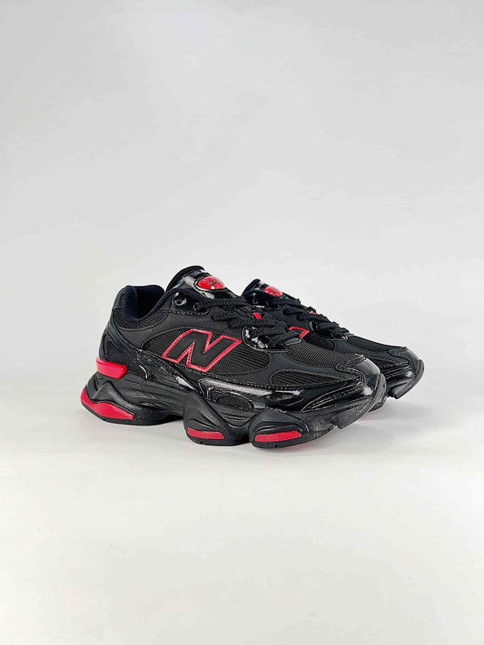 New Balance 9060 U90606JR Black Red Retro Chunky Sneakers for Women and Men