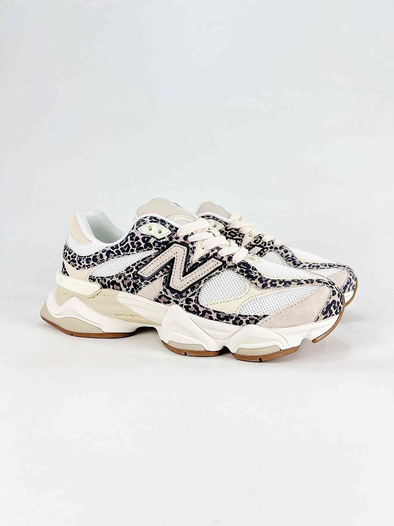 New Balance 9060 U9060ALP Leopard Print White Cream Mesh Retro Chunky Sneakers for Women and Men