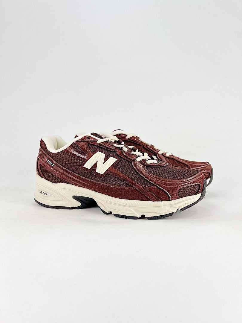 New Balance 740 Burgundy Cream Retro Mesh Sneakers for Women and Men