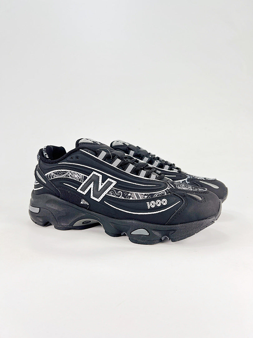 New Balance 1000 Black Paisley Chunky Sneakers Retro Y2K Low Top Shoes Women Men
