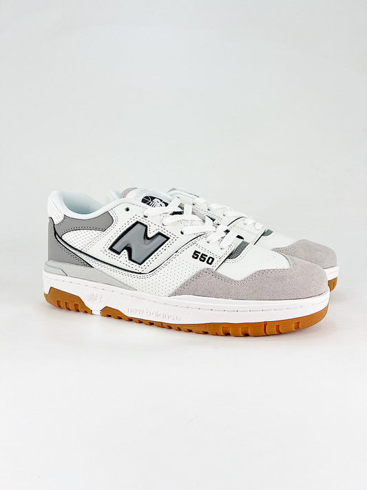 New Balance 550 BB550ESC White Grey Gum Womens Mens Retro Low Top Sneakers