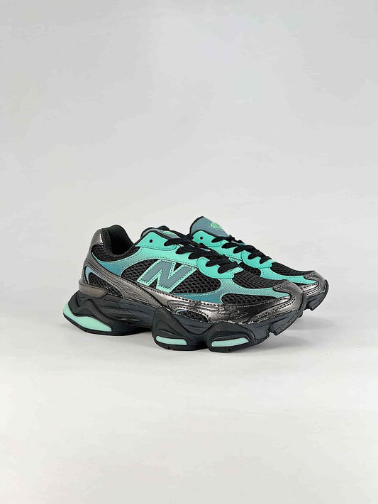 New Balance 9060 U9060873 Black Mint Green Metallic Silver Chunky Retro Sneakers for Women and Men