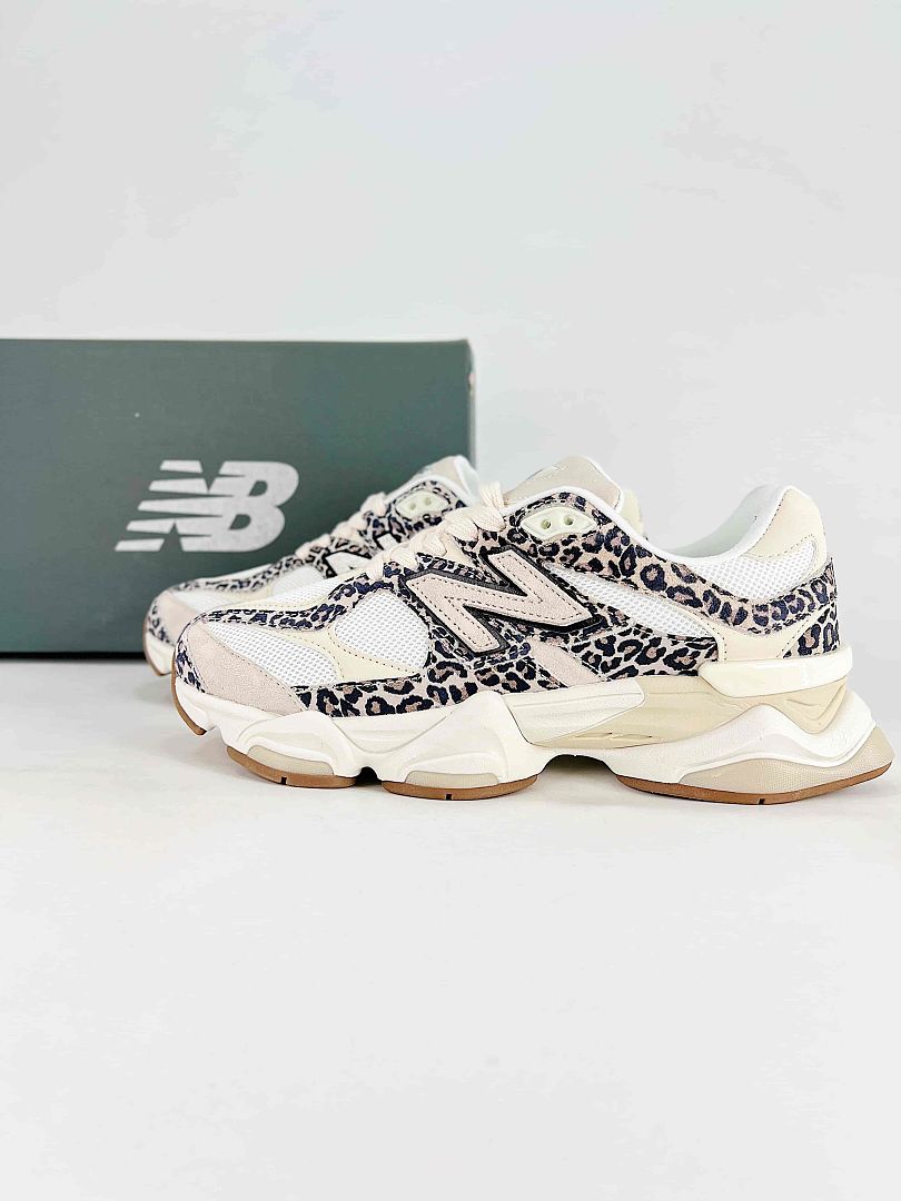 New Balance 9060 U9060ALP Leopard Print White Cream Mesh Retro Chunky Sneakers for Women and Men