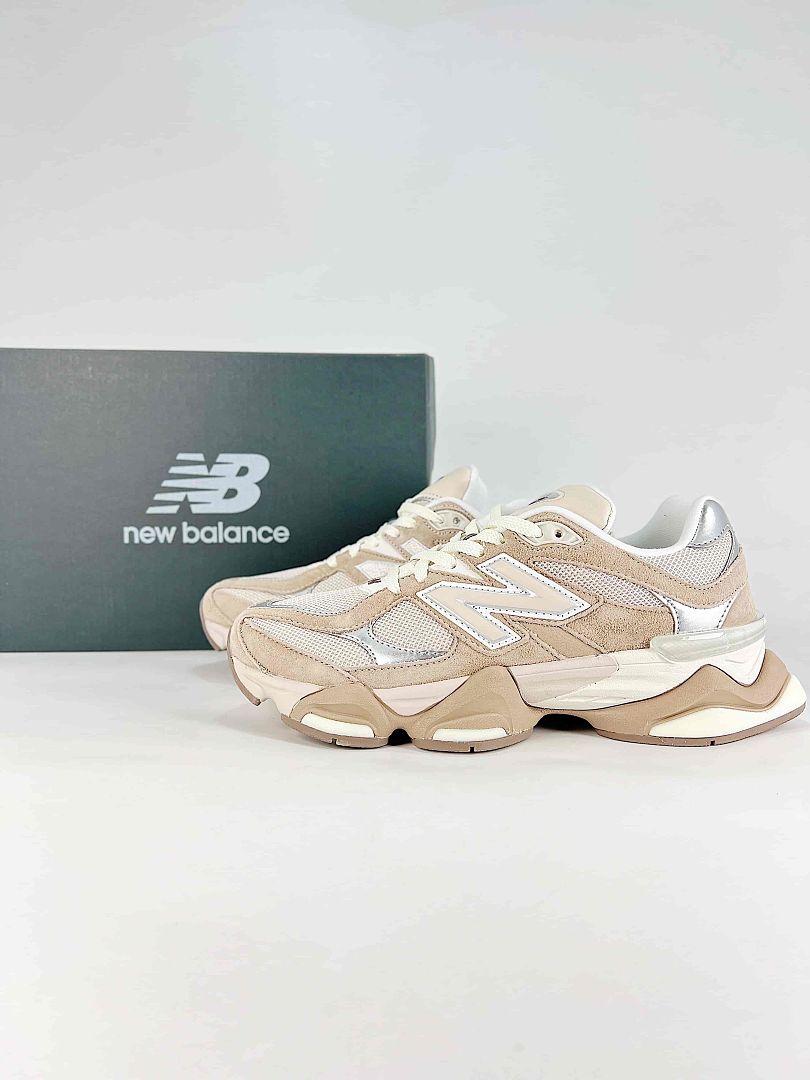 New Balance 9060 U9060ERM Beige Cream Silver Retro Chunky Sneakers for Women and Men