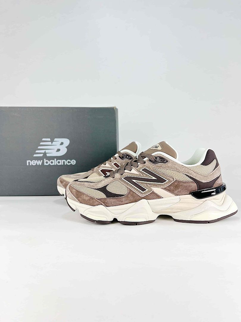 New Balance 9060 U90602JK Brown Cream Retro Chunky Sneakers for Women and Men