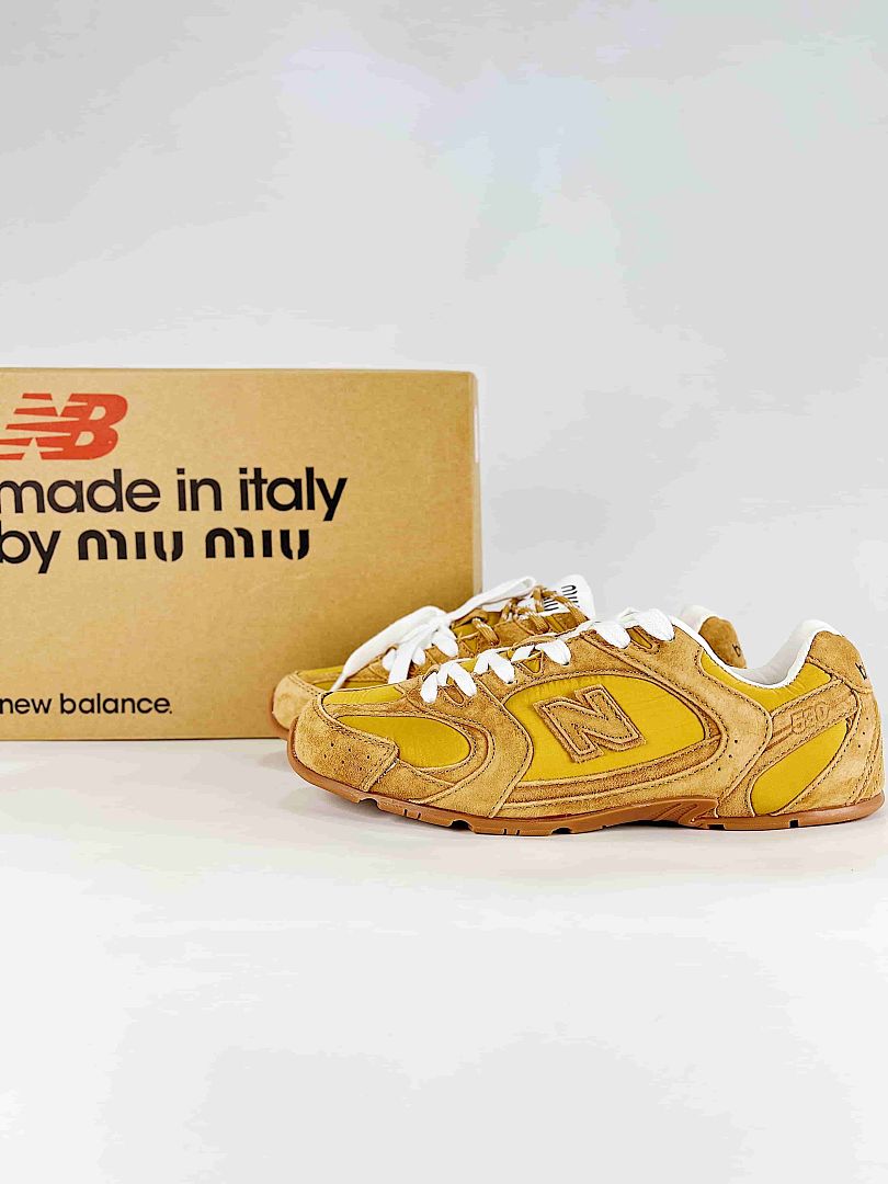 Miu Miu x New Balance 530 Mustard Yellow Tan Retro Low Top Sneakers Women Men