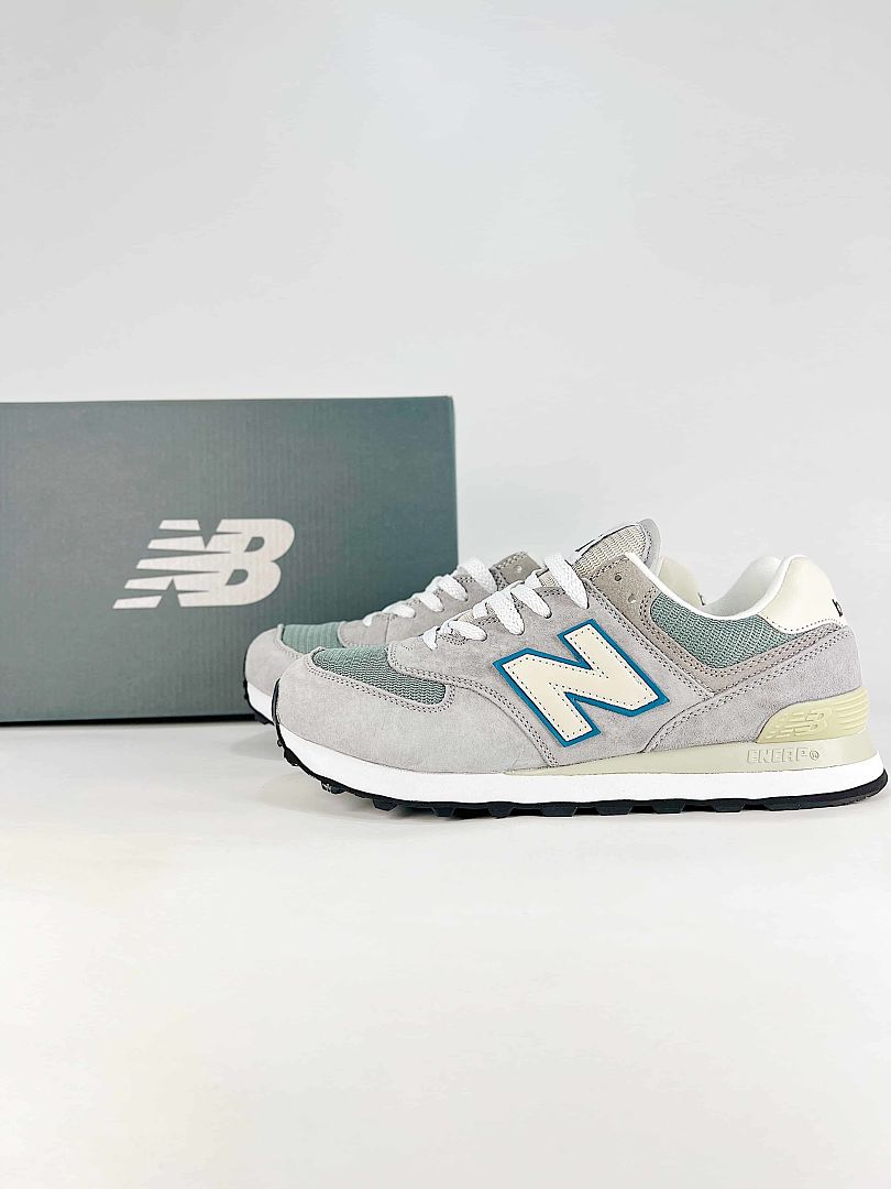 New Balance 574 U574BA2 Grey Green Cream Womens Mens Retro Mesh Sneakers