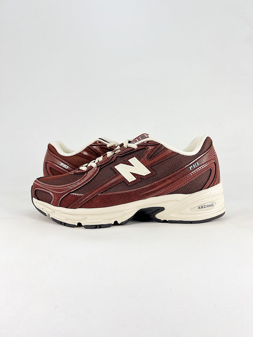 New Balance 740 Burgundy Cream Retro Mesh Sneakers for Women and Men