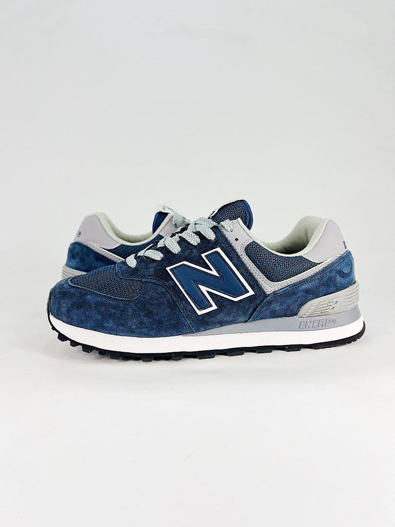 New Balance 574 Womens Mens Navy Blue Grey Retro Casual Sneakers