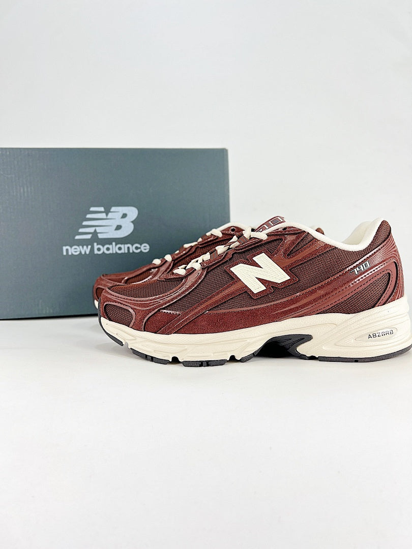 New Balance 740 Burgundy Cream Retro Mesh Sneakers for Women and Men