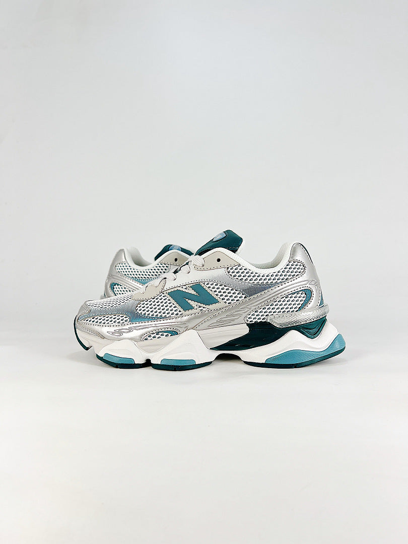 New Balance 9060 U90606BA Silver White Teal Retro Chunky Sneakers for Women and Men