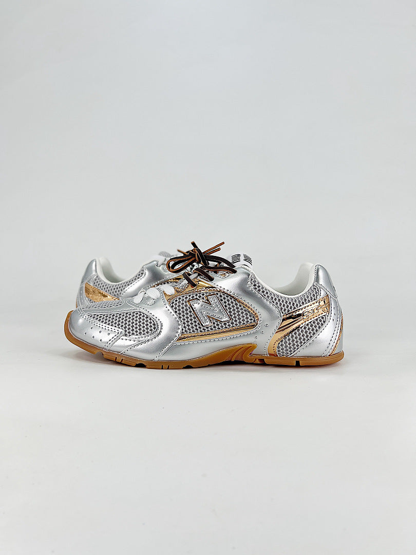 New Balance x Miu Miu 530 SL Silver Gold Metallic Retro Low Top Sneakers Women Men