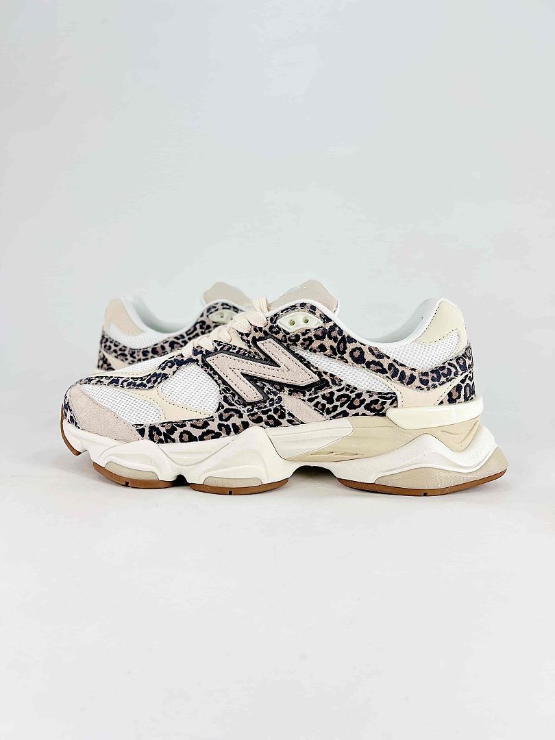 New Balance 9060 U9060ALP Leopard Print White Cream Mesh Retro Chunky Sneakers for Women and Men