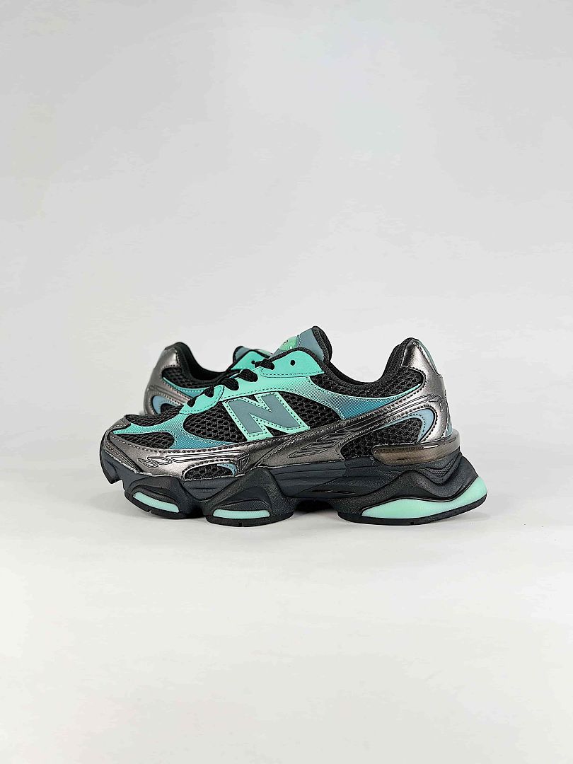 New Balance 9060 U9060873 Black Mint Green Metallic Silver Chunky Retro Sneakers for Women and Men