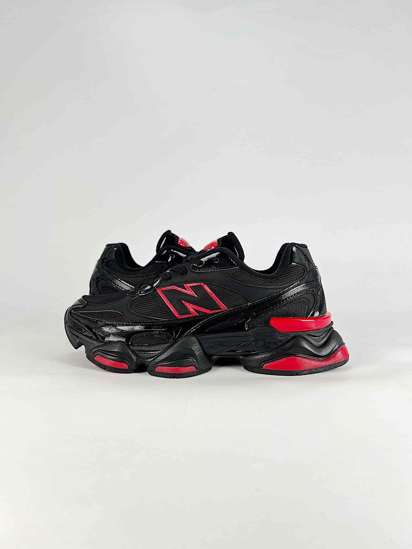 New Balance 9060 U90606JR Black Red Retro Chunky Sneakers for Women and Men