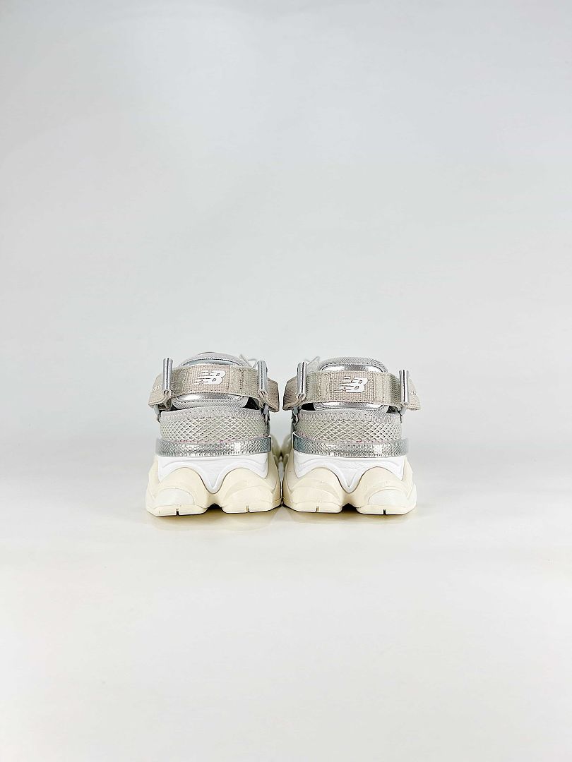 New Balance 9060 U90605FL Metallic Silver Cream Mesh Chunky Sneakers for Women and Men