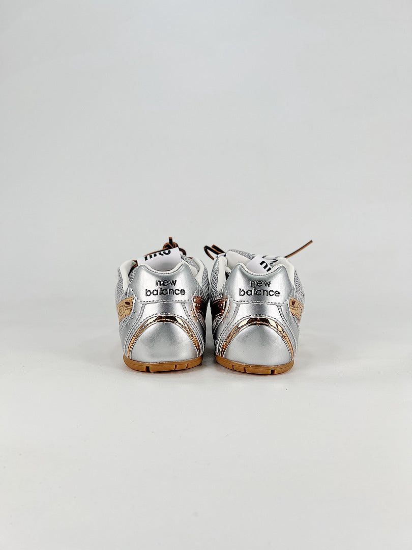 New Balance x Miu Miu 530 SL Silver Gold Metallic Retro Low Top Sneakers Women Men