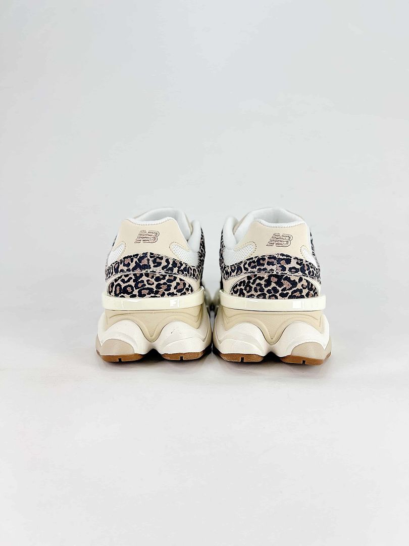 New Balance 9060 U9060ALP Leopard Print White Cream Mesh Retro Chunky Sneakers for Women and Men