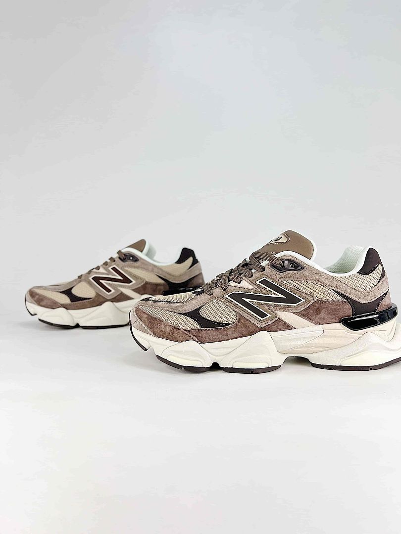New Balance 9060 U90602JK Brown Cream Retro Chunky Sneakers for Women and Men