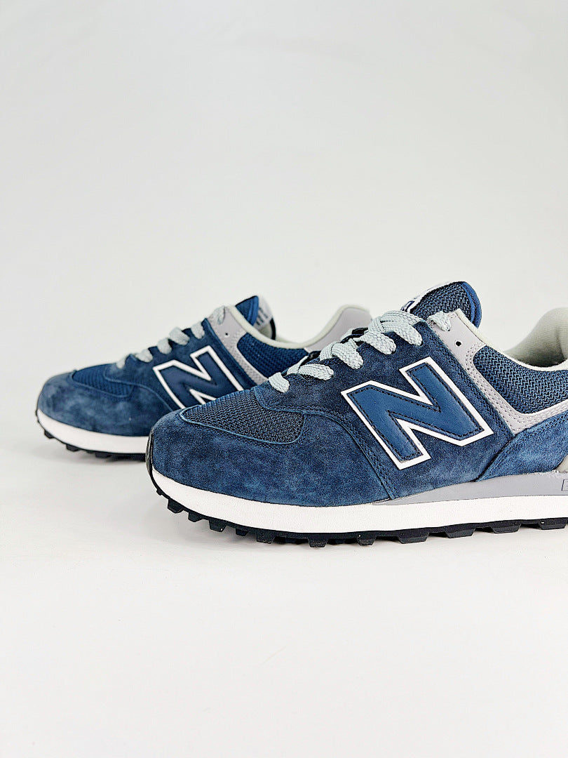 New Balance 574 Womens Mens Navy Blue Grey Retro Casual Sneakers