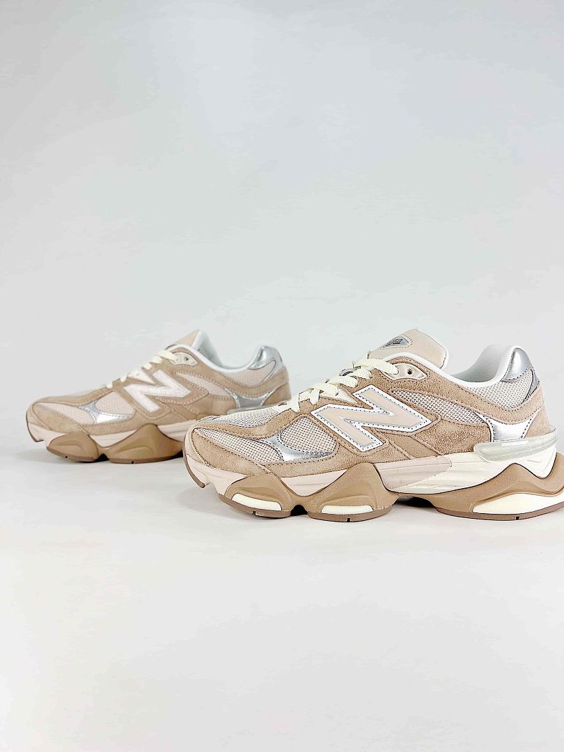 New Balance 9060 U9060ERM Beige Cream Silver Retro Chunky Sneakers for Women and Men