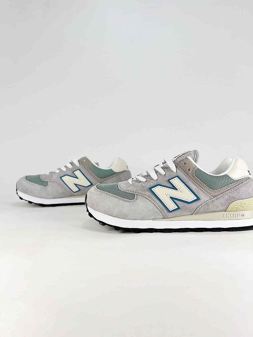 New Balance 574 U574BA2 Grey Green Cream Womens Mens Retro Mesh Sneakers