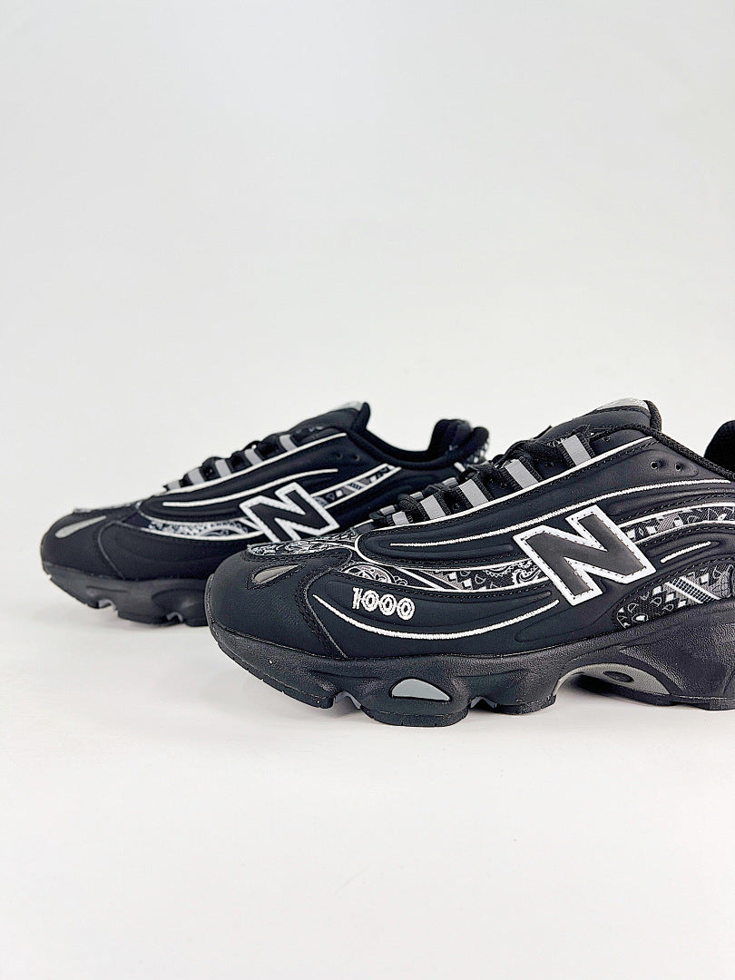 New Balance 1000 Black Paisley Chunky Sneakers Retro Y2K Low Top Shoes Women Men