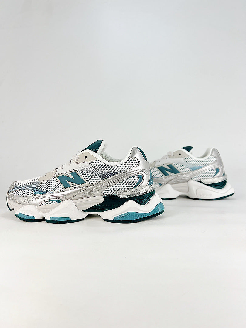 New Balance 9060 U90606BA Silver White Teal Retro Chunky Sneakers for Women and Men