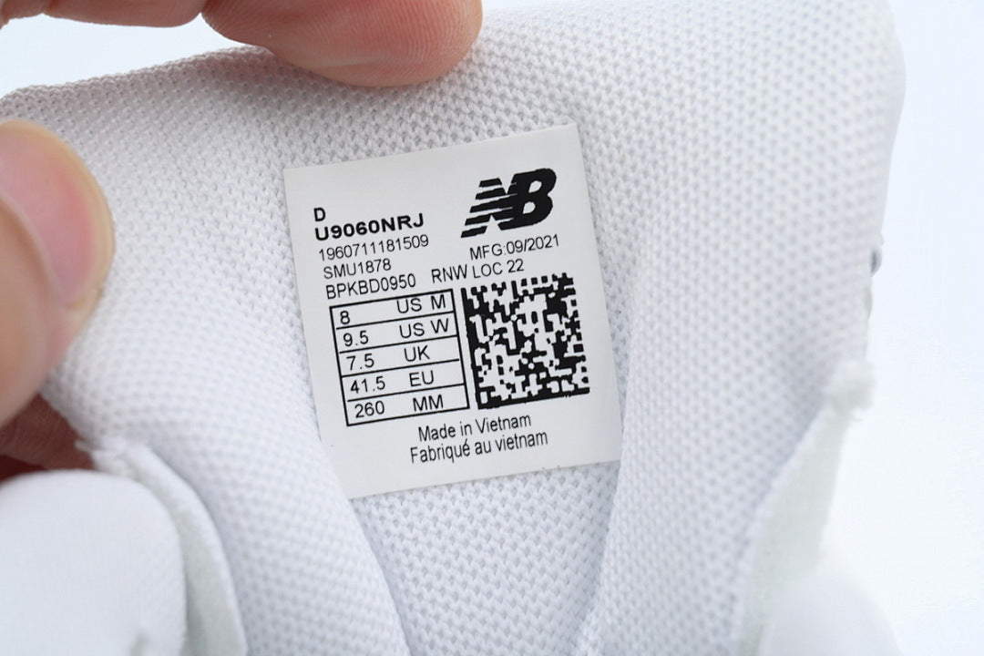 New Balance 9060 Triple White U9060NRJ Women's Men's Retro Chunky Sneakers