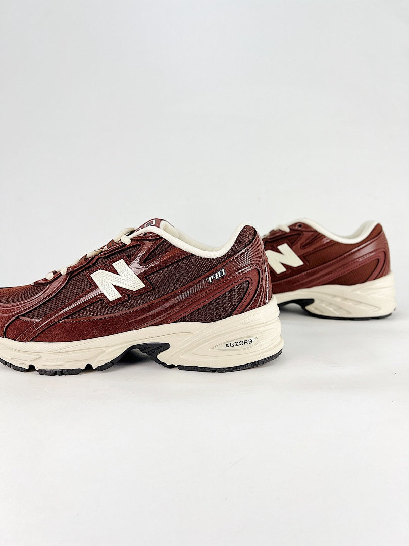 New Balance 740 Burgundy Cream Retro Mesh Sneakers for Women and Men