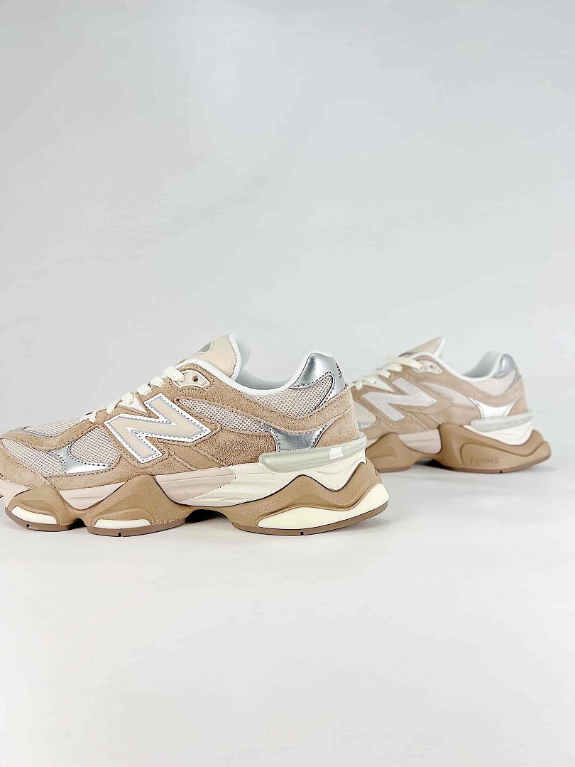 New Balance 9060 U9060ERM Beige Cream Silver Retro Chunky Sneakers for Women and Men