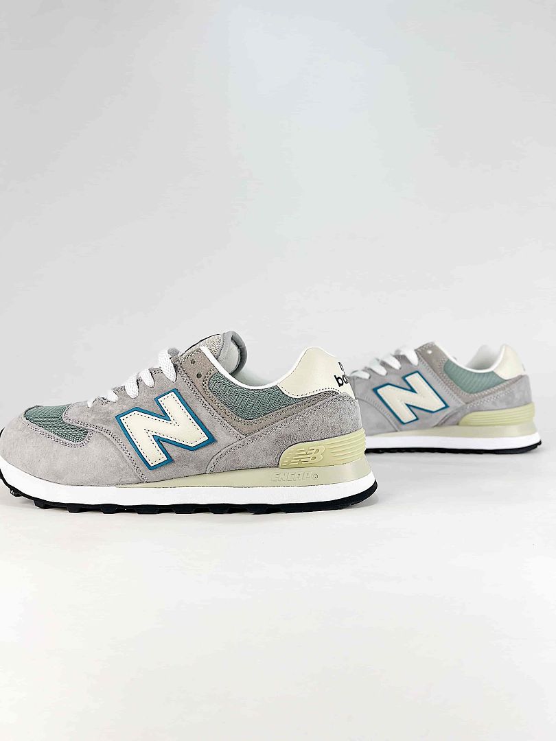 New Balance 574 U574BA2 Grey Green Cream Womens Mens Retro Mesh Sneakers
