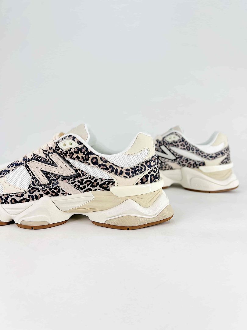 New Balance 9060 U9060ALP Leopard Print White Cream Mesh Retro Chunky Sneakers for Women and Men
