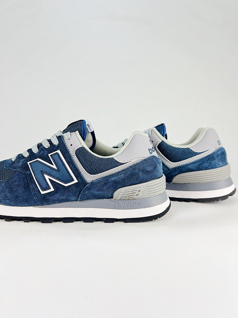New Balance 574 Womens Mens Navy Blue Grey Retro Casual Sneakers