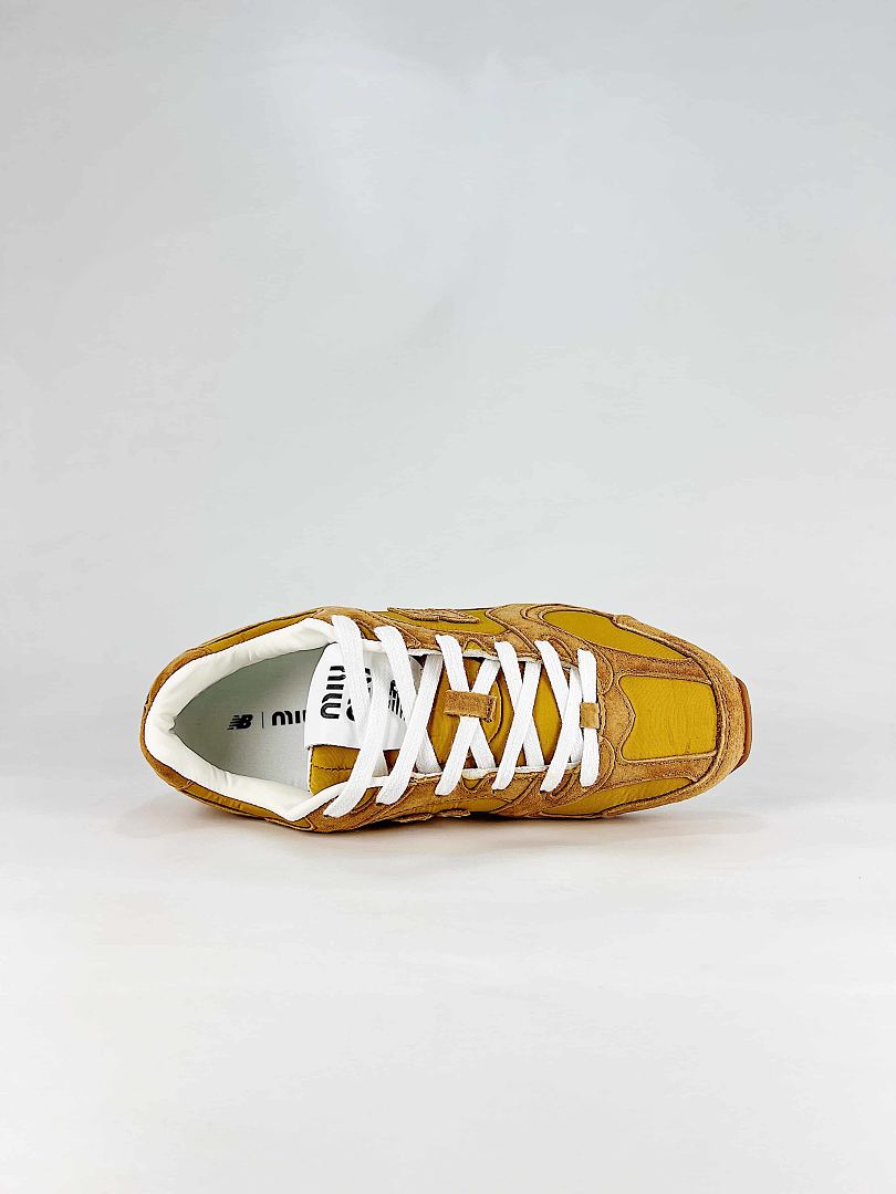 Miu Miu x New Balance 530 Mustard Yellow Tan Retro Low Top Sneakers Women Men