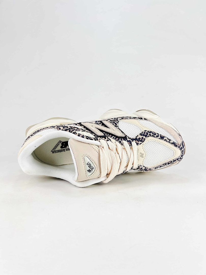 New Balance 9060 U9060ALP Leopard Print White Cream Mesh Retro Chunky Sneakers for Women and Men