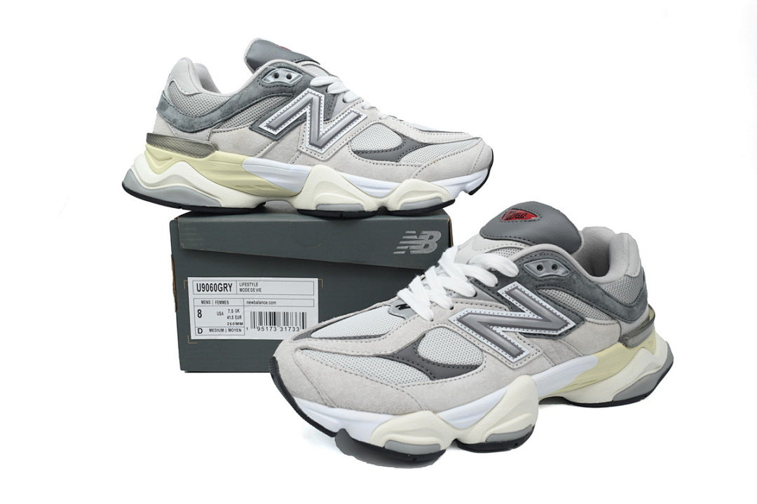 New Balance 9060 U9060GRY Women's & Men's Grey & Cream Retro Chunky Sneakers