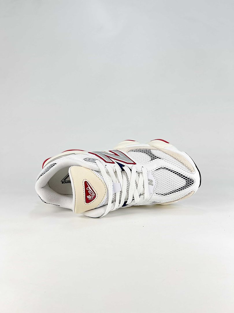 New Balance 9060 U90603MT White Cream Red Navy Retro Chunky Sneakers for Women and Men