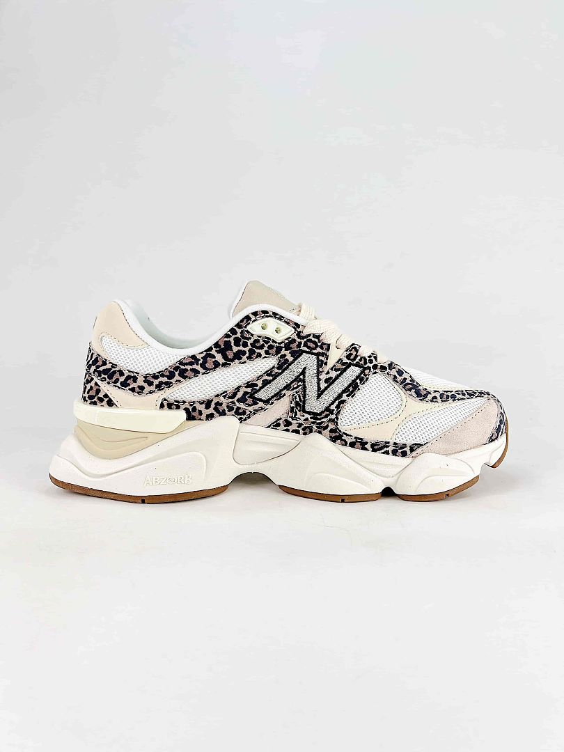 New Balance 9060 U9060ALP Leopard Print White Cream Mesh Retro Chunky Sneakers for Women and Men