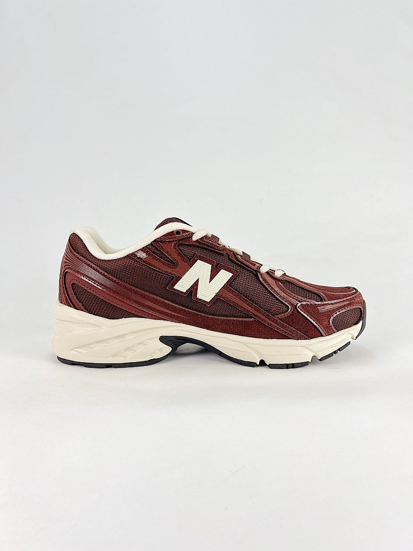 New Balance 740 Burgundy Cream Retro Mesh Sneakers for Women and Men