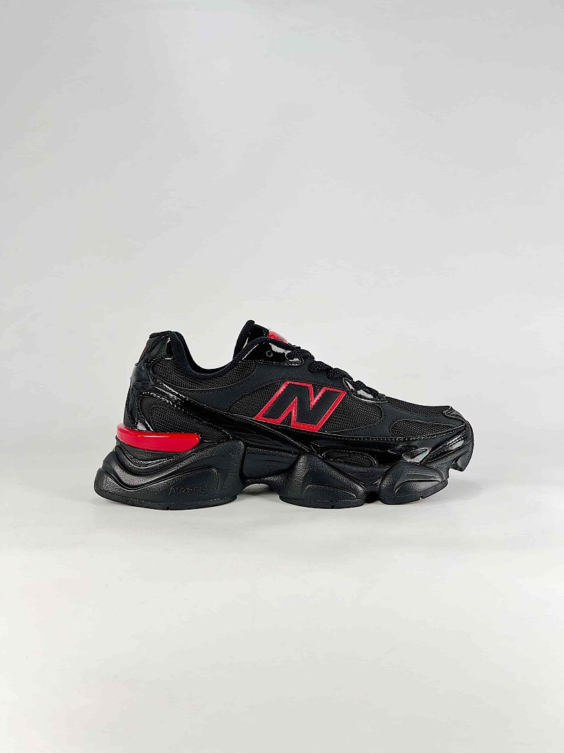 New Balance 9060 U90606JR Black Red Retro Chunky Sneakers for Women and Men