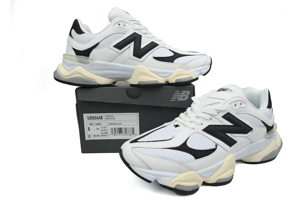 New Balance 9060 White Black U9060AAB Women's Men's Retro Chunky Sneakers